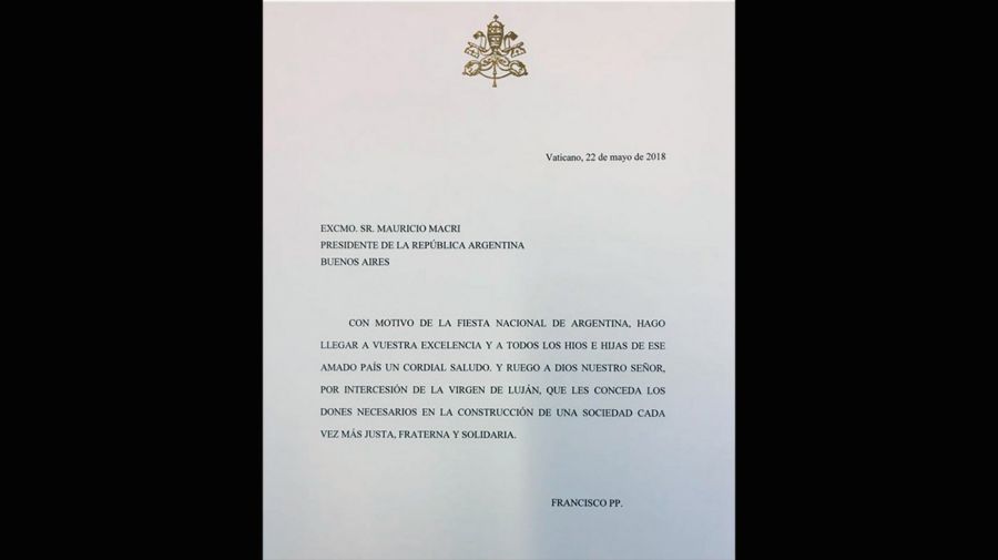 La carta que Francisco le envió a Macri.