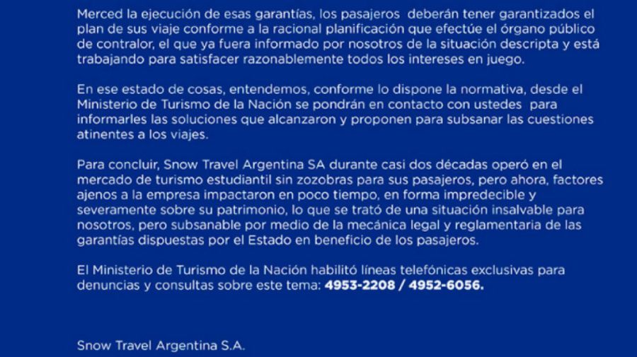 A pesar de la quiebra de Snow Travel, los chicos podrían viajar a Bariloche
