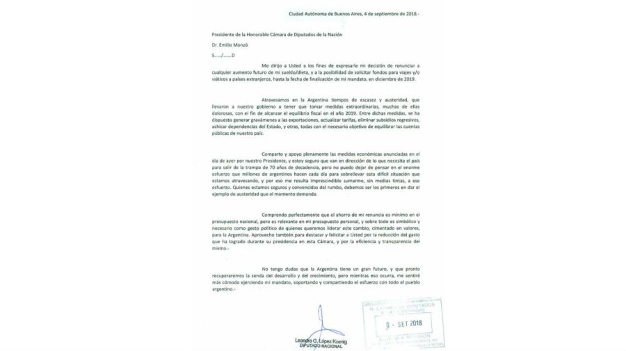 La carta de Leandro López.