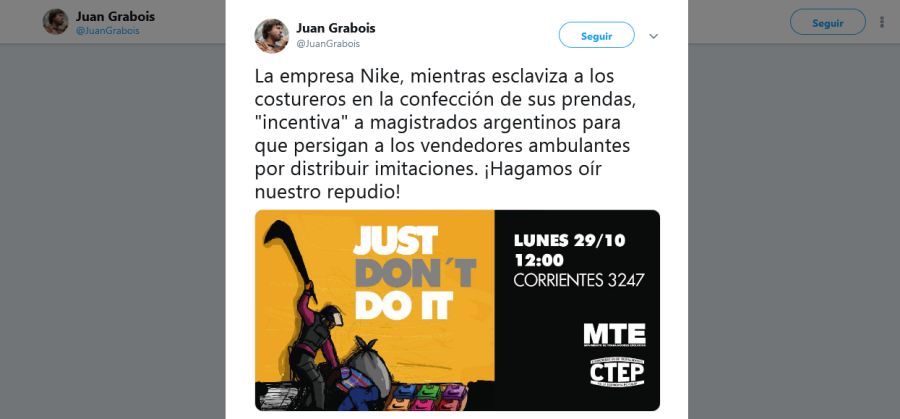 Juan Grabois twitter nike