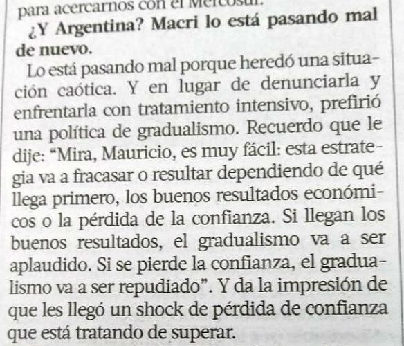 Piñera recordó lo que le dijo a Macri del gradualismo.