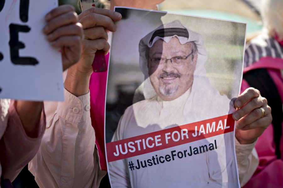 Demonstrators March To Protest The Disappearance Of Journalist Jamal Khashoggi
