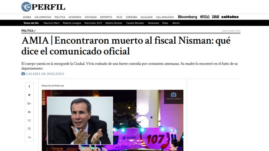 perfil informa muerte de nisman 2015