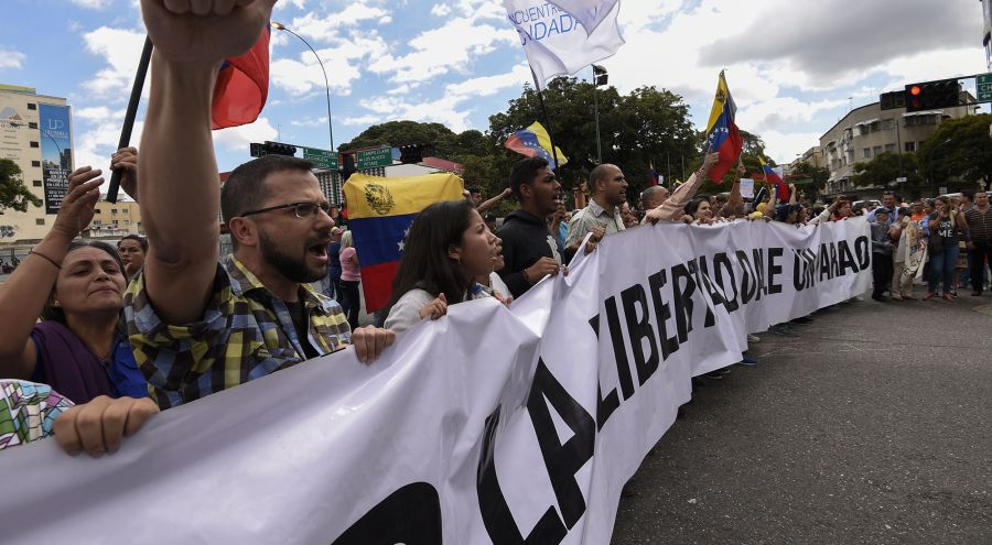 Marcha opositora en Venezuela. Foto:AFP