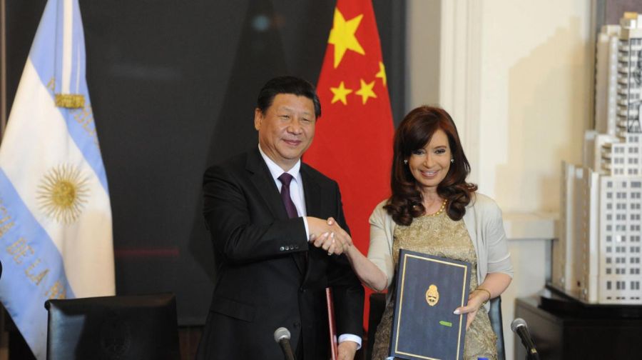 Cristina Kirchner y Xi Jinping en la firma del acuerdo.