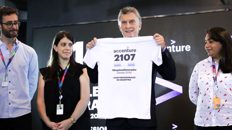 El presidente Mauricio Macri encabezó hoy el acto de inauguración del nuevo edificio de la filial argentina de Accenture