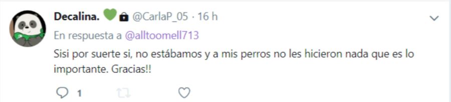 Tuits de Carla Pastorizzo tras el robo en su casa de Gualeguaychú.
