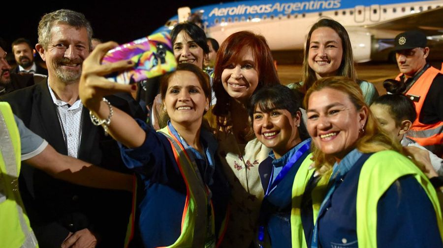 Selfies en la llegada de CFK a Misiones.