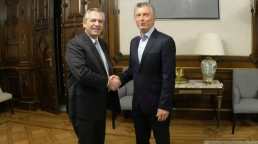 La foto tras la reunión entre Alberto Fernández y Mauricio Macri.