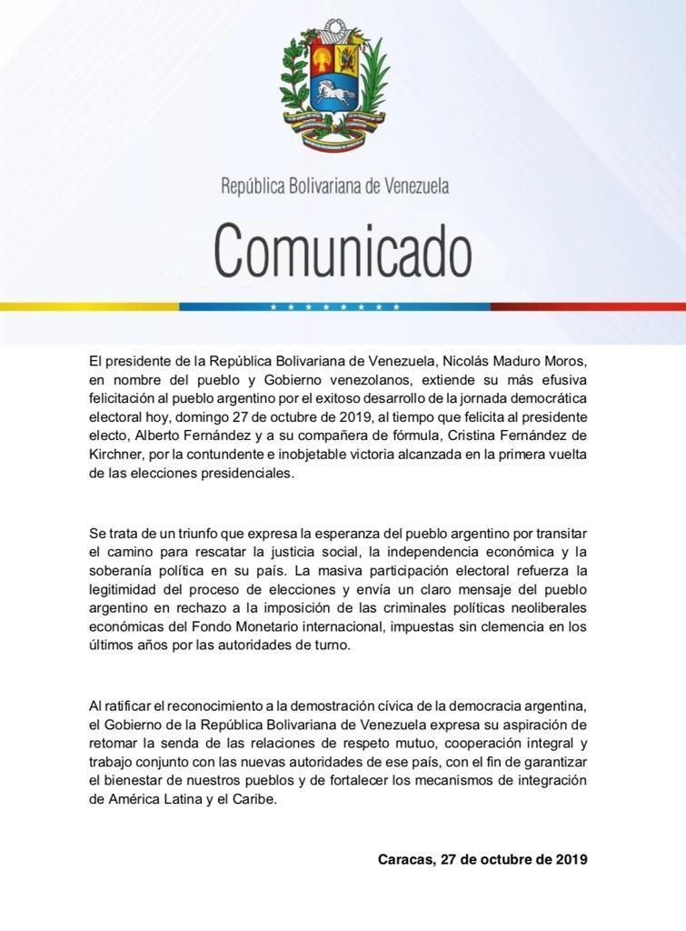 mensaje venezuela elecciones
