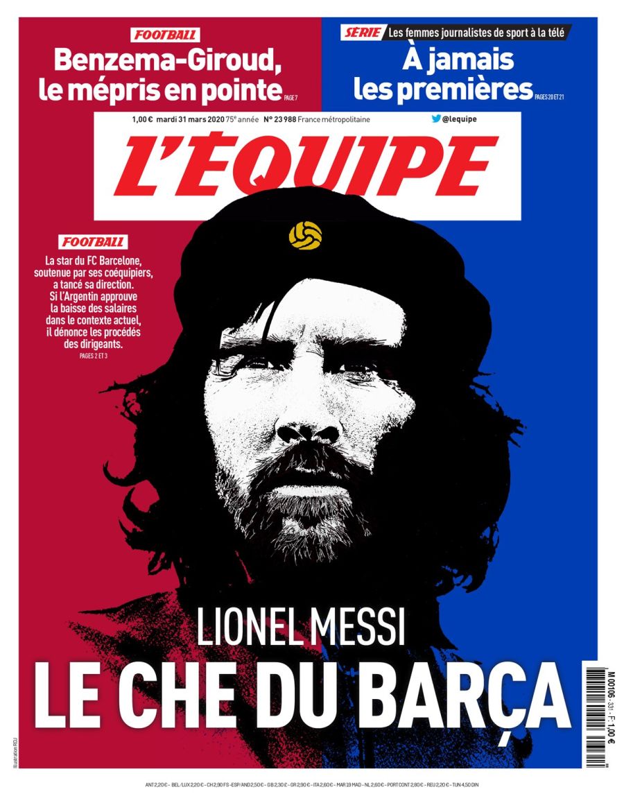 Tapa L'Equipe francia Messi Che Guevara