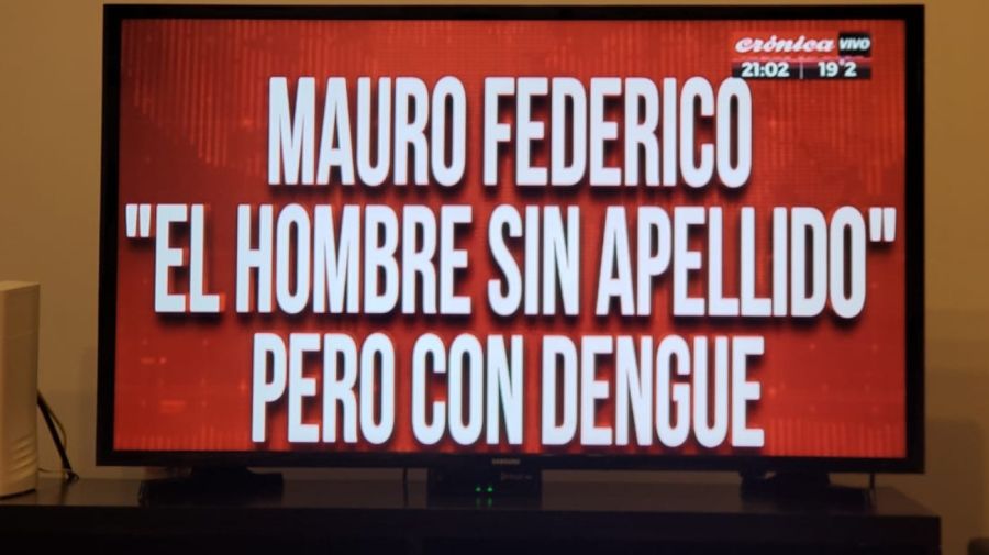 El canal Crónica bromeó con el nombre del Instagram de Mauro Federico tras su diagnóstico de dengue.