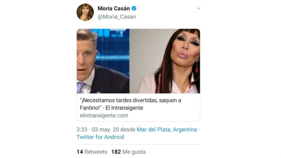 Moria y la picante ironía al programa de Fantino