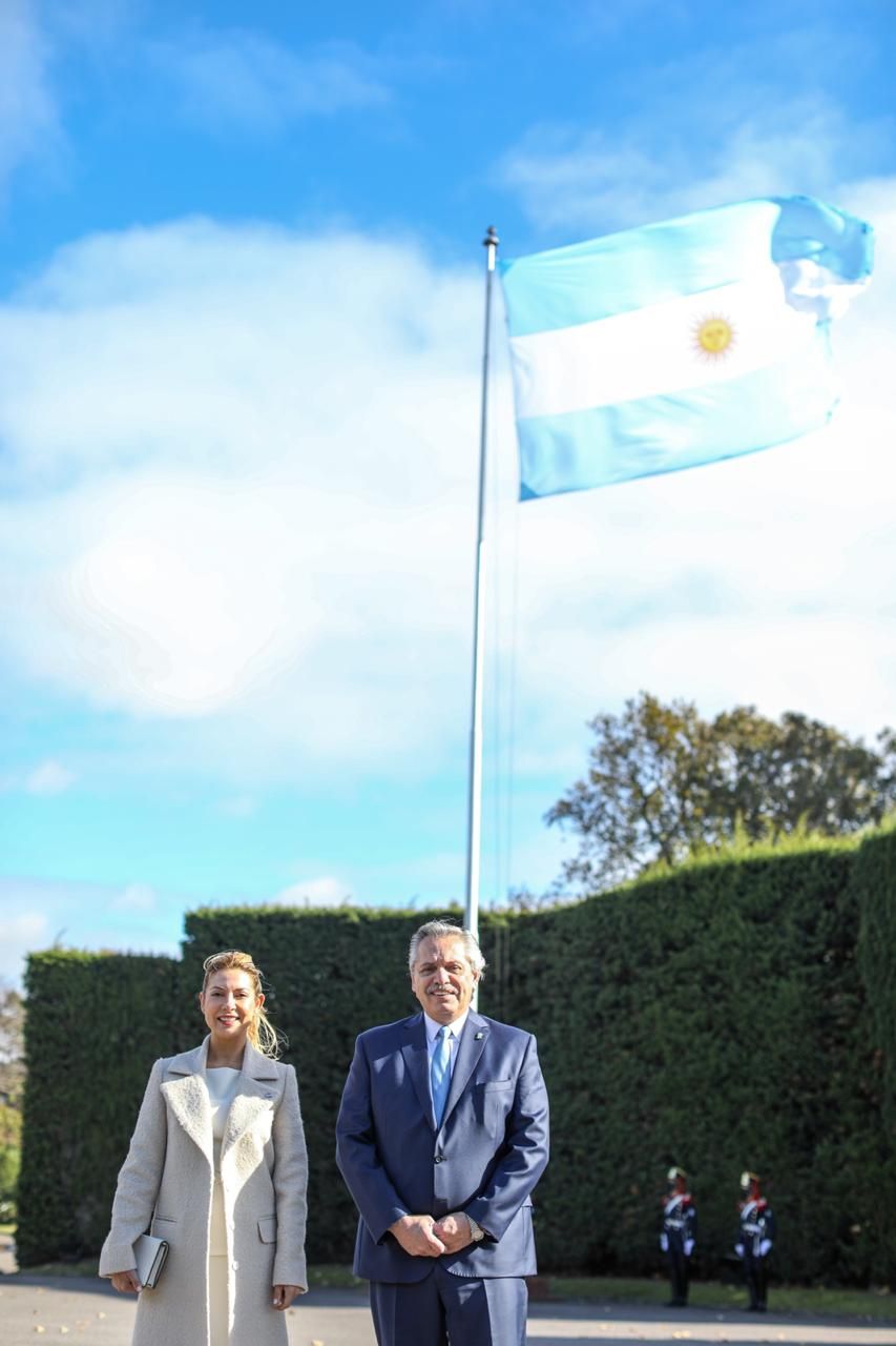 Alberto Fernández y Fabiola Yáñez, en su celebración del 25 de mayo.