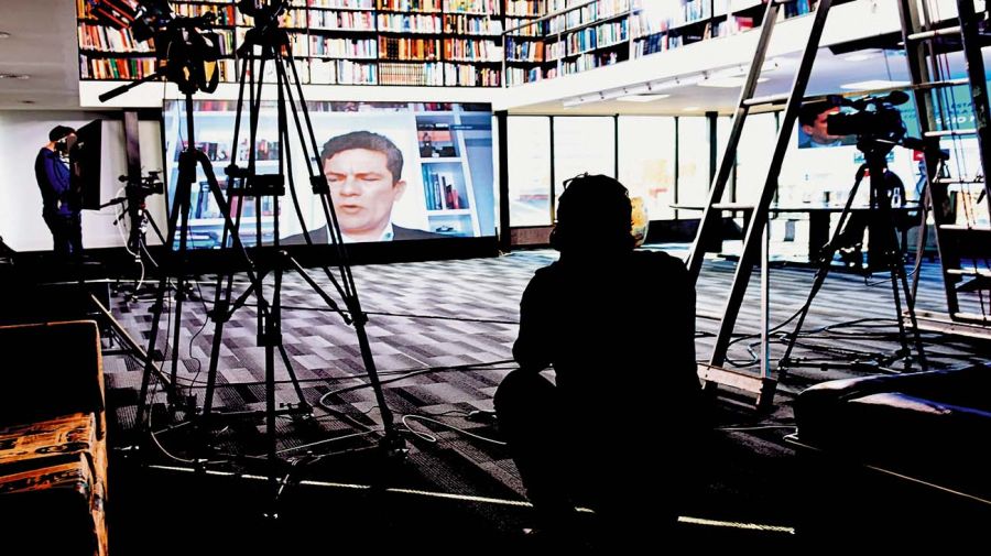 Sergio Moro, en la conferencia con académicos argentinos.