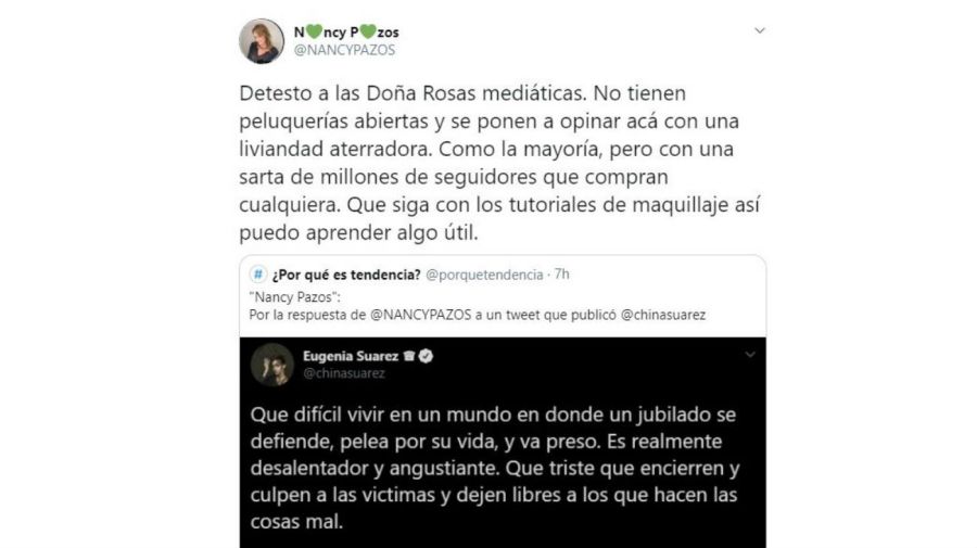 El tuit de Nancy Pazos contra la China Suárez
