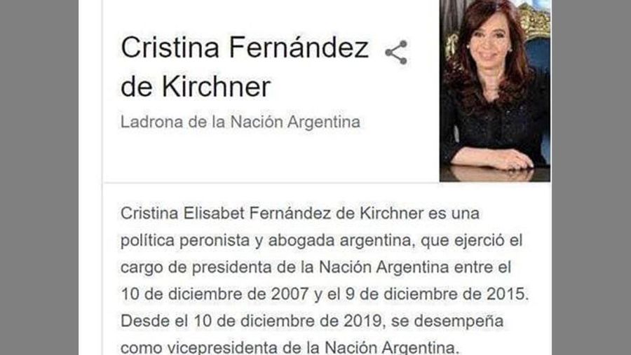 foto de CFK ladrona 20200806