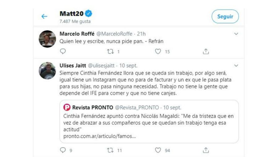 Matías Defederico contra Cinthia Fernández