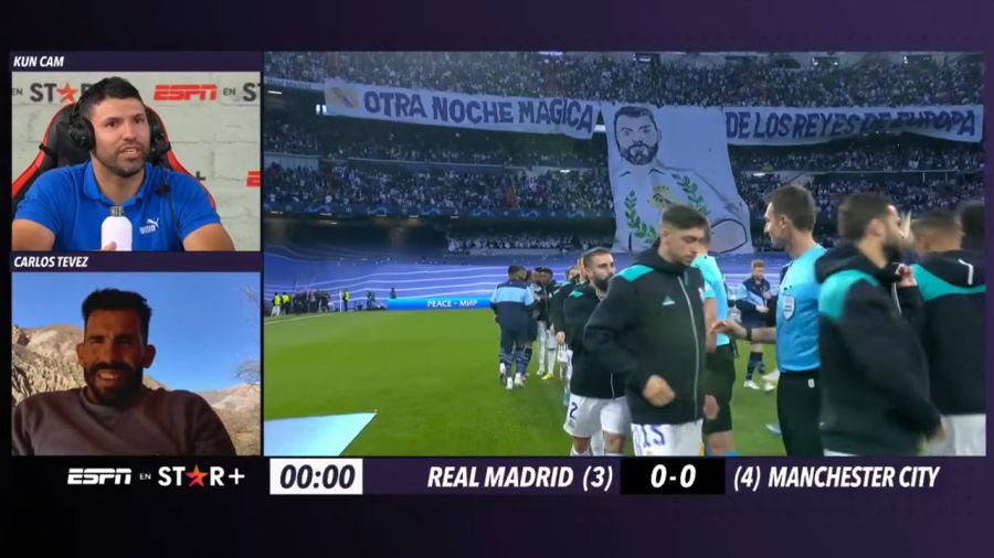 Agüero reaccionó con Tevez a la semifinal de Real Madrid contra Manchester City