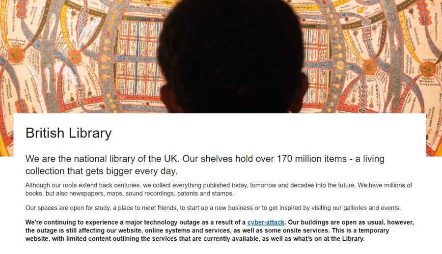 Mensaje en el sitio web de la Biblioteca Británica