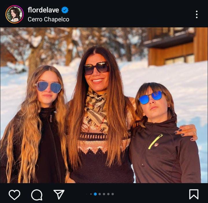 Florencia de la V y su familia en San Martín de los Andes