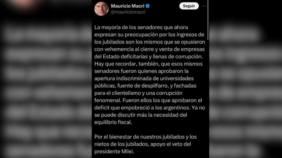 Tuit de Mauricio Macri