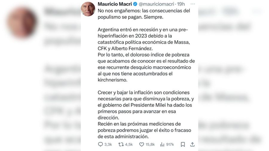 Tuit de Mauricio Macri