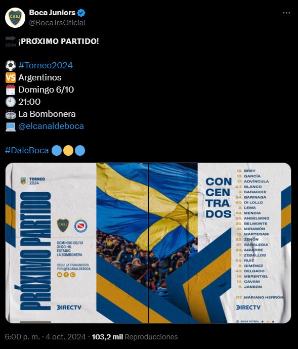 Connvocados Boca