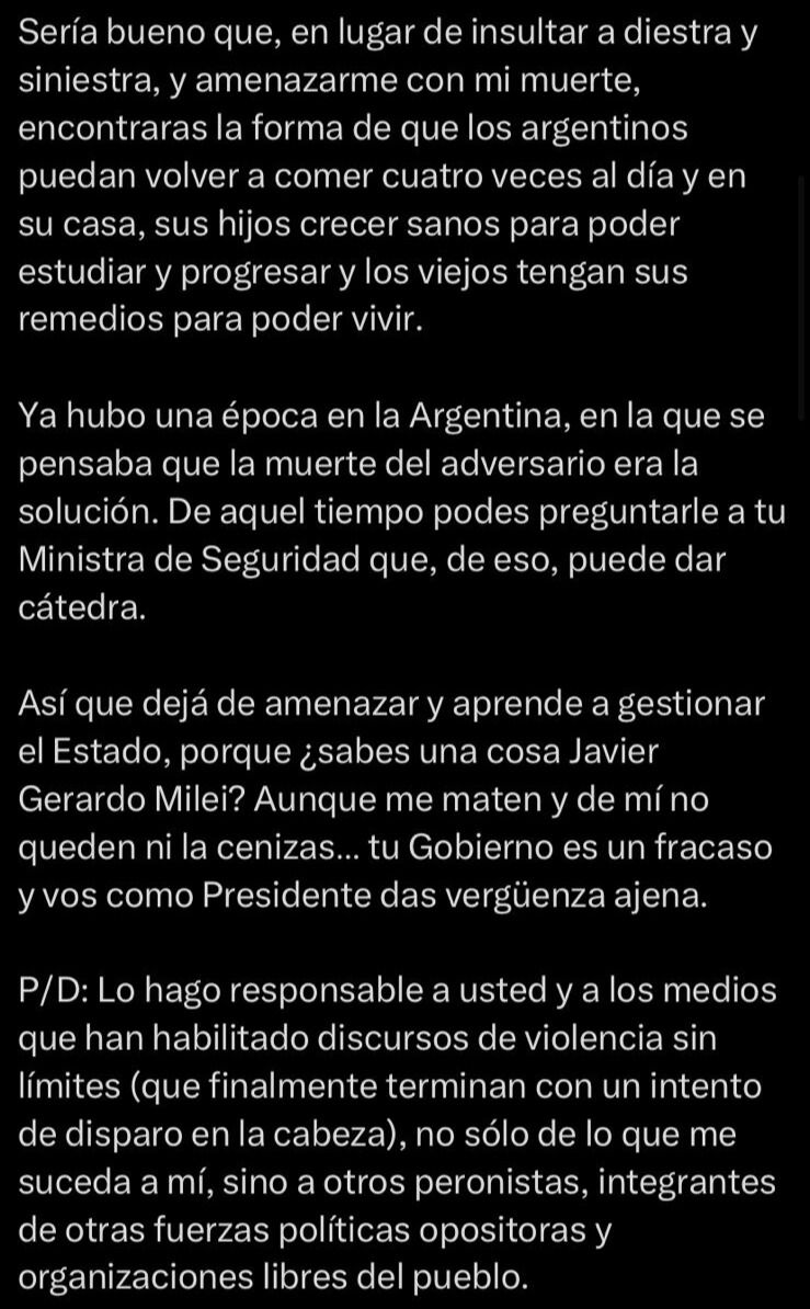 Respuesta de CFK a Milei