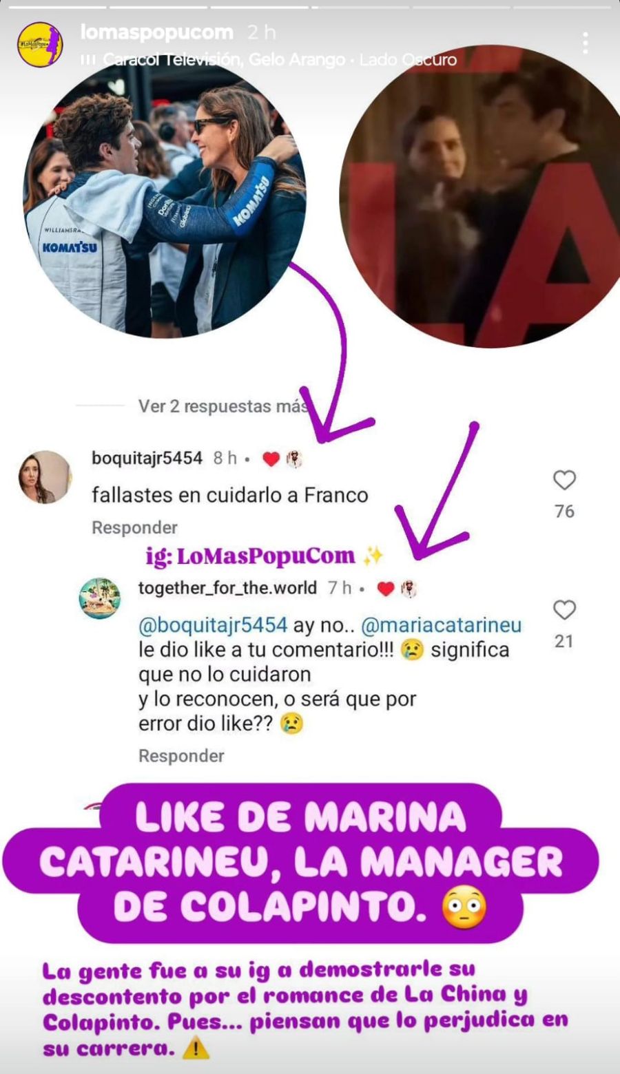 El like de la mánager de Colapinto