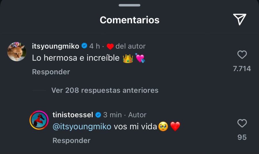 El comentario de Miko a Tini