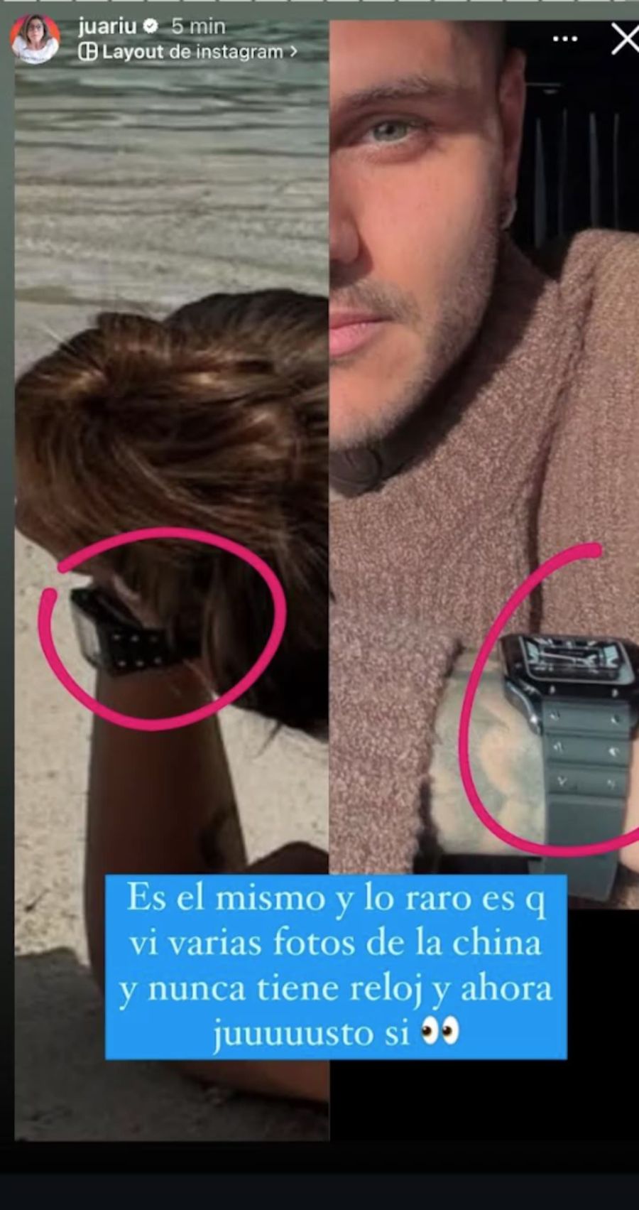 Juariu descubrió que el reloj de la China Suárez es el de Mauro Icardi