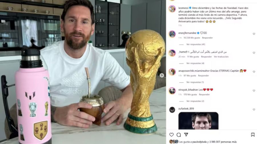 Leo Messi celebra el segundo aniversario de la Copa del Mundo