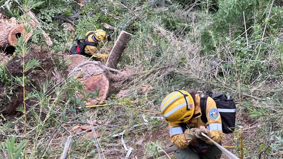 Brigadistas combaten el fuego en Bariloche