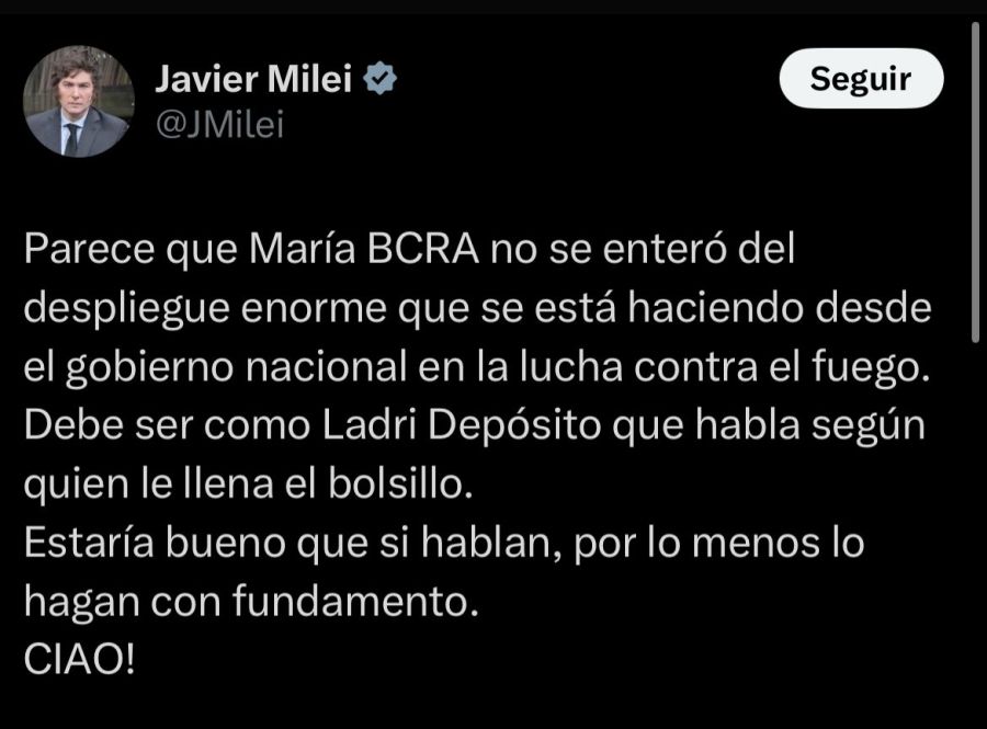 tweet de Javier Milei