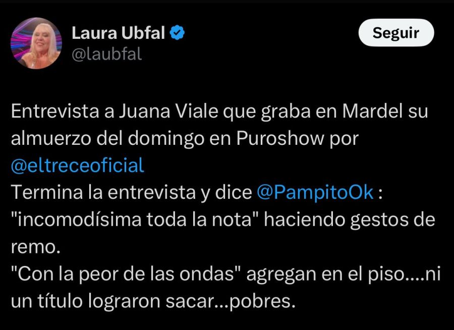 Laura Ubfal sobre la entrevista de Puro Show a Juana Viale, después del cruce de la conductora con Fernanda Iglesias