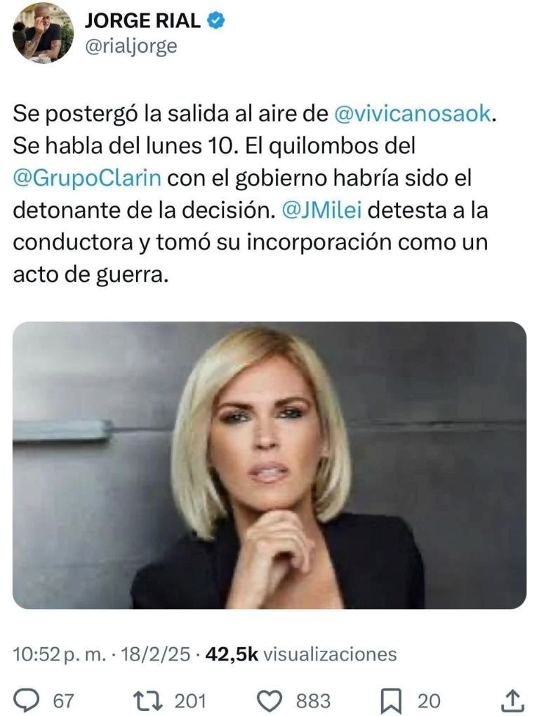 Jorge Rial sobre la reprogramación del programa de Viviana Canosa