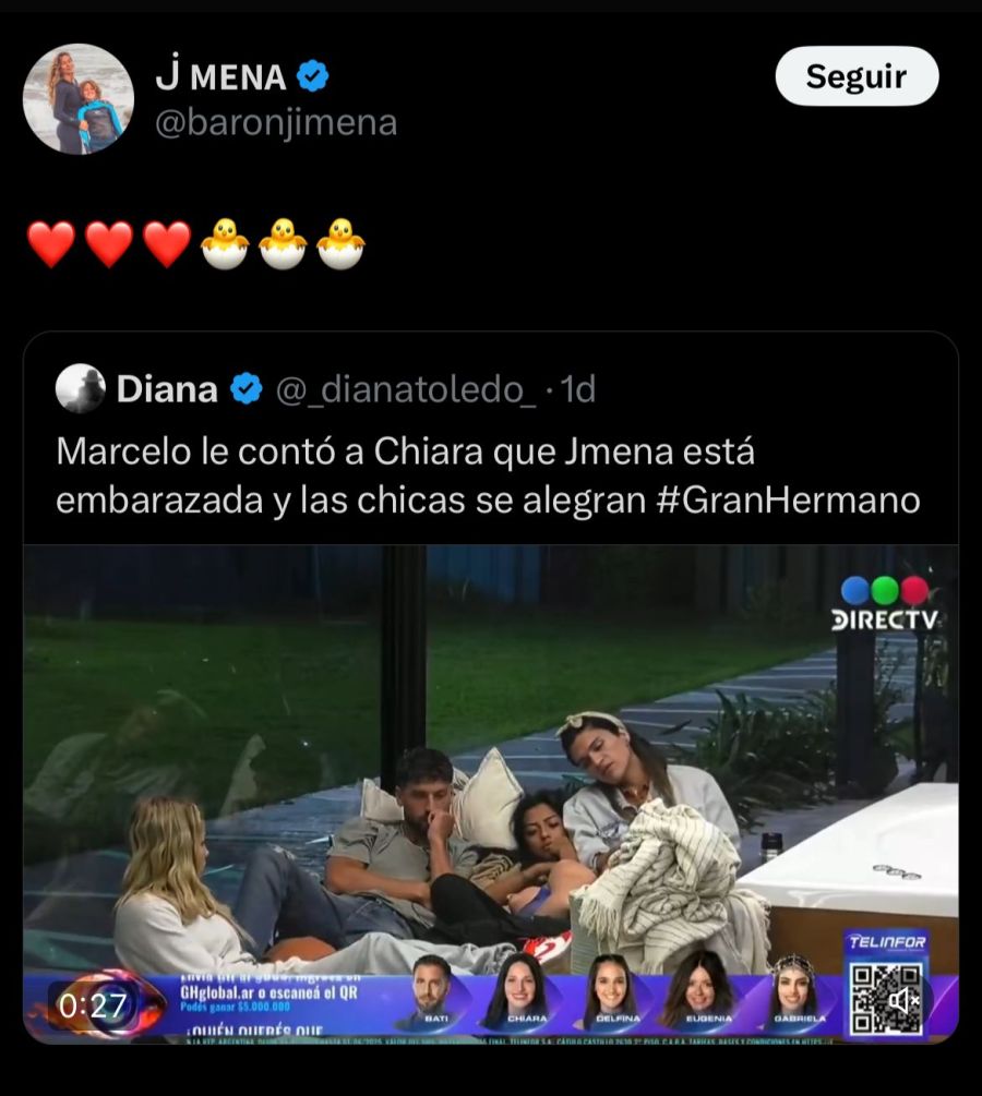 Jimena Barón reaccionó a ser nombrada en Gran Hermano