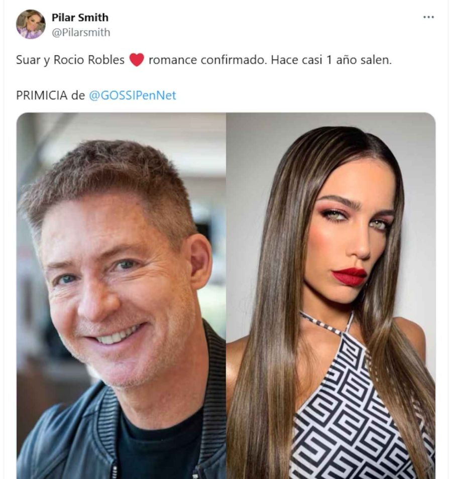 Pilar Smith en Twitter sobre Adrián Suar y Rocío Robles