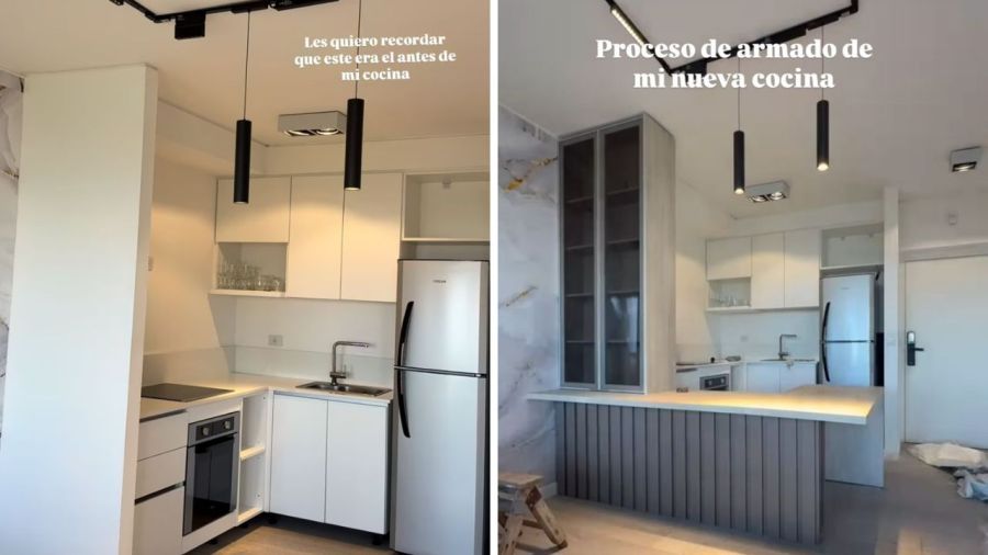 El antes y después de la cocina de Charlotte Caniggia