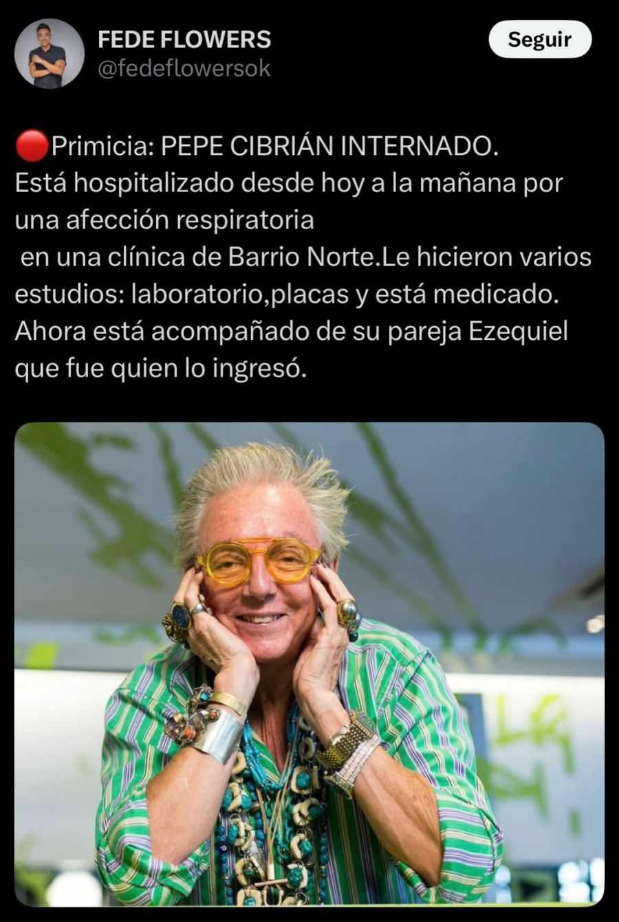 Fede Flowers sobre el estado de salud de Pepe Cibrián