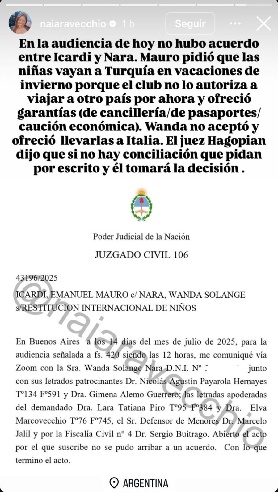 Naiara Vecchio sobre Wanda y Mauro