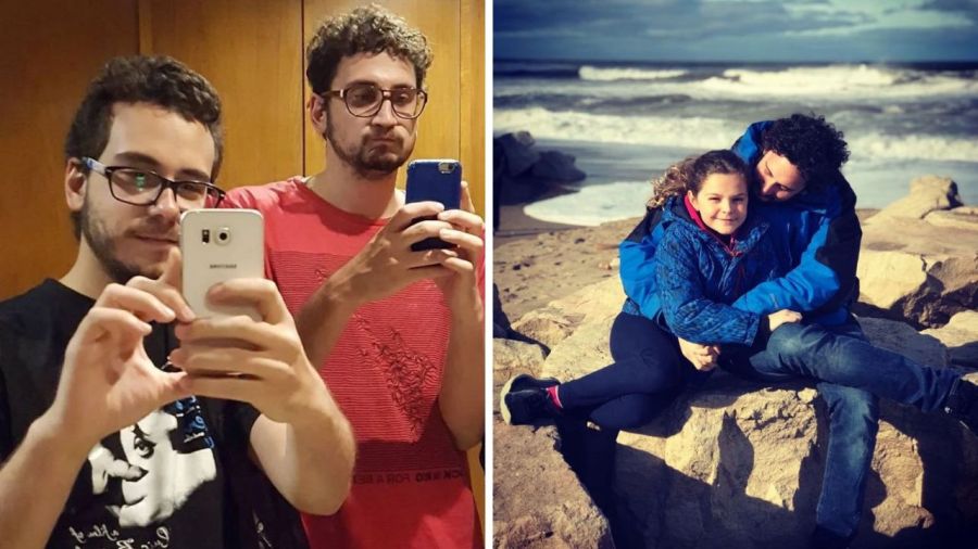 Los hijos de Felipe Pigna: Julián, Martín y Frida