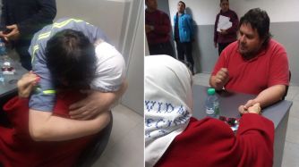 Hebe de Bonafini en la comisaría 30 de Barracas junto a Néstor Segovia.