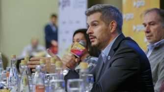 El Jefe de Gabinete de ministros, Marcos Peña, durante la reunión del Consejo Nacional de PRO.