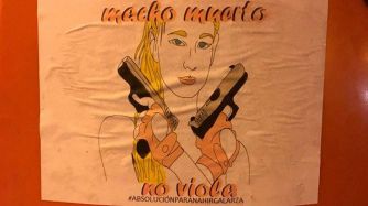 Los carteles en defensa de Nahir Galarza con el dibujo de la joven.