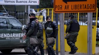 Efectivos de gendarmería custodian las inmediaciones del Centro de Convenciones donde se desarrolla la Cumbre de Ministros del G20.
