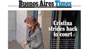 La tapa de Buenos Aires Times de este sábado 20180818
