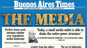 La tapa de Buenos Aires Times de este sábado. 20180901