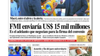 La tapa de Diario PERFIL de este sábado.